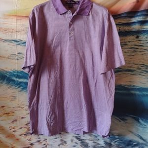 Ralph Lauren Purple Lable Purple/White Stripe checked Polo Shirt Men's XL
